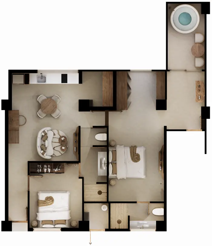 Atrium Lombok Dual Key Apartment Unit Type B Floorplan