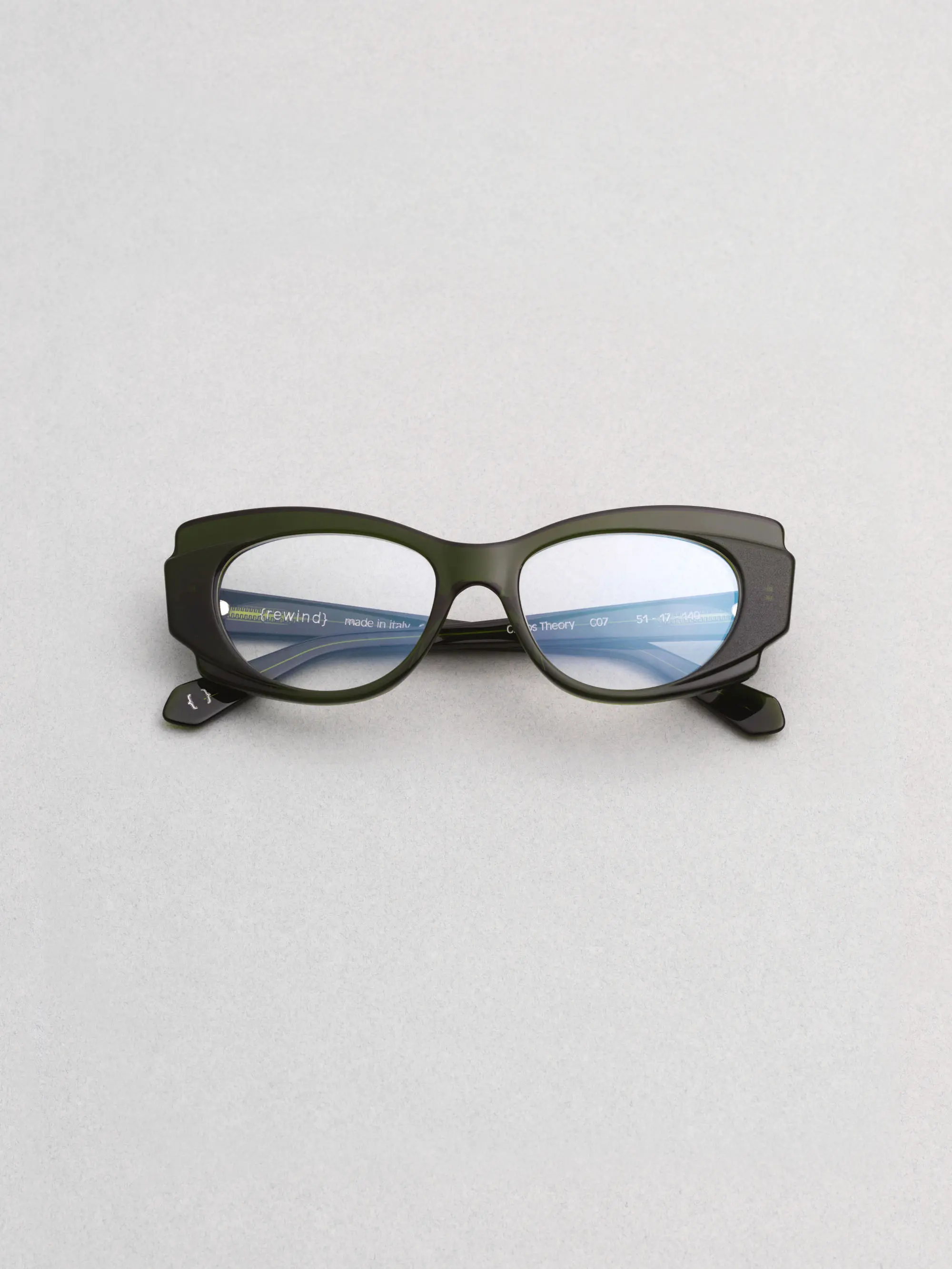 Rewind Eyewear – Chaos Theory model, contemporary Italian eyewear with 1990s inspiration