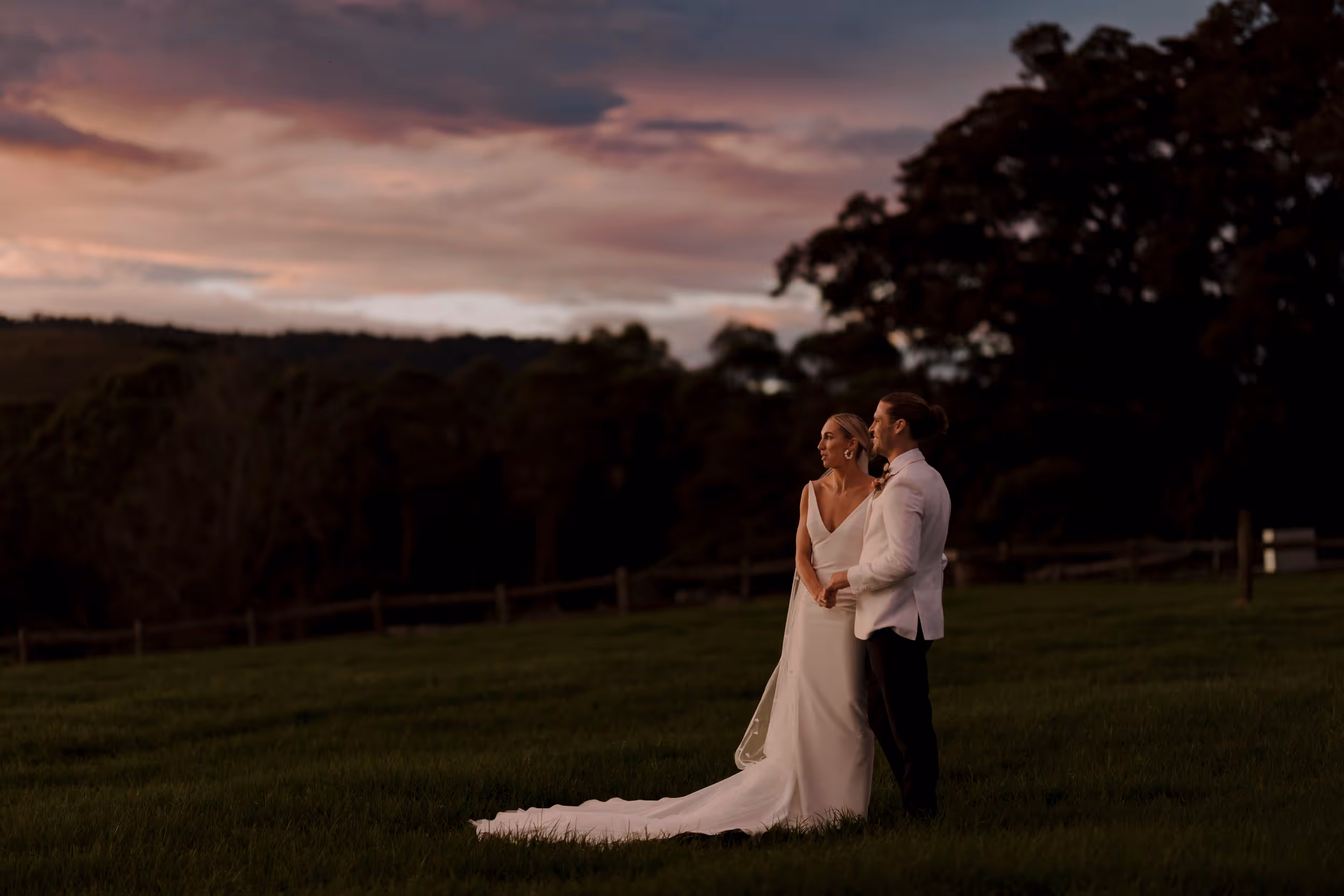 Bride and Groom photo of their wedding in the Hunter Valley. Candid moment of bride and groom.