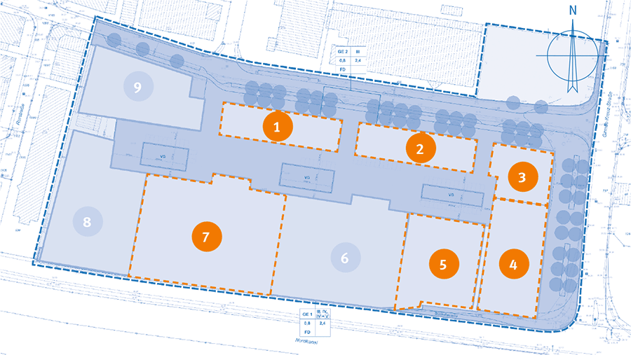 Zeichnung des Plans vom Gewergebiet Kaarst-Ost