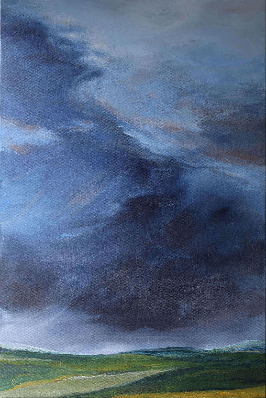 A Yorkshire Dales landscape with a sky full of power as a storm is about to start 