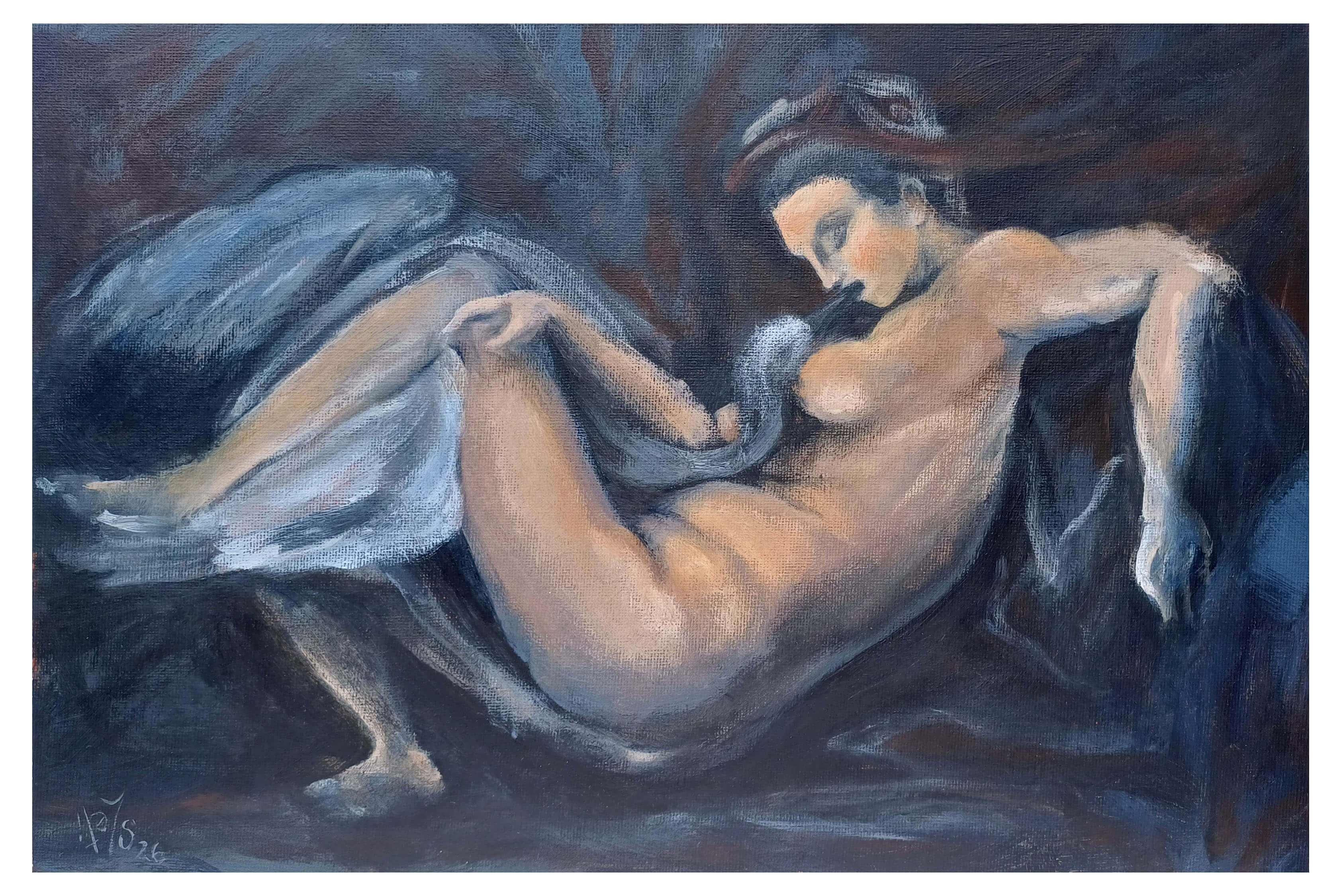 A contemporary interpretation of Leda and Swam by Reuben. 