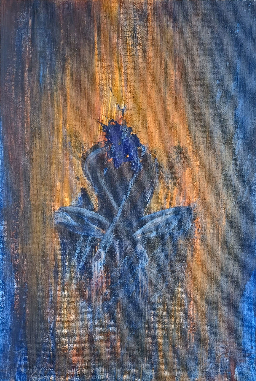 Figure in space looking into their chest