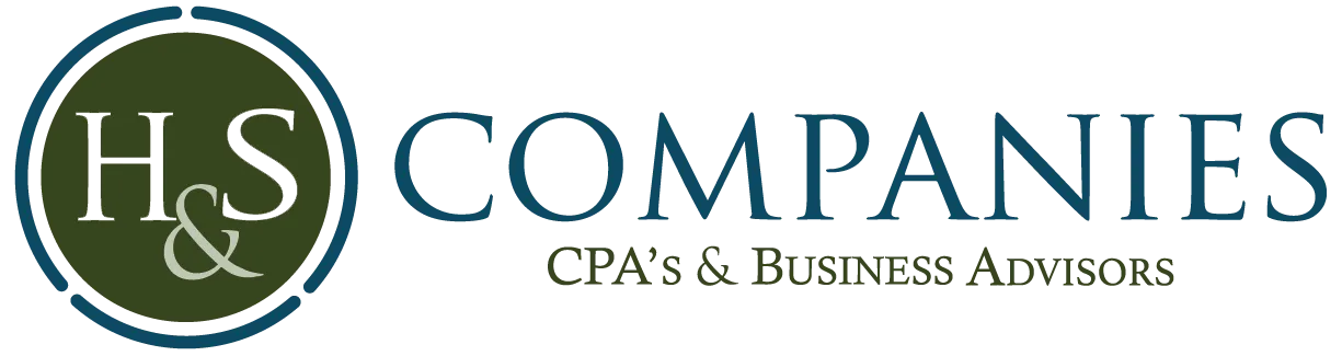 Logo with a dark green circle enclosing 'H&S', next to the word 'COMPANIES' and the phrase 'CPA's & Business Advisors' below.