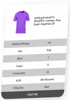 Imagem do perfil do produto no aplicativo WMS da Stokki