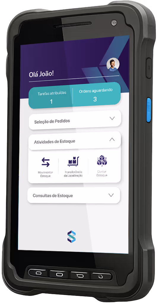 Imagem do coletor com aplicativo WMS da Stokki aberto