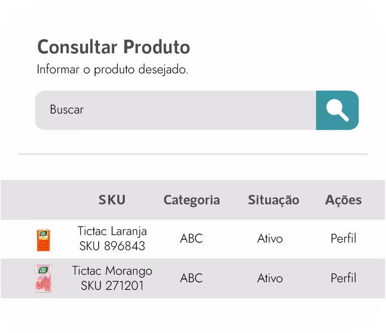 Imagem da consulta de produto no sistema da Stokki