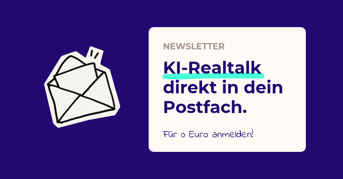 KI-Realtalk direkt in dein Postfach. Newsletter von Katrin Kilianski, für 0 Euro anmelden.