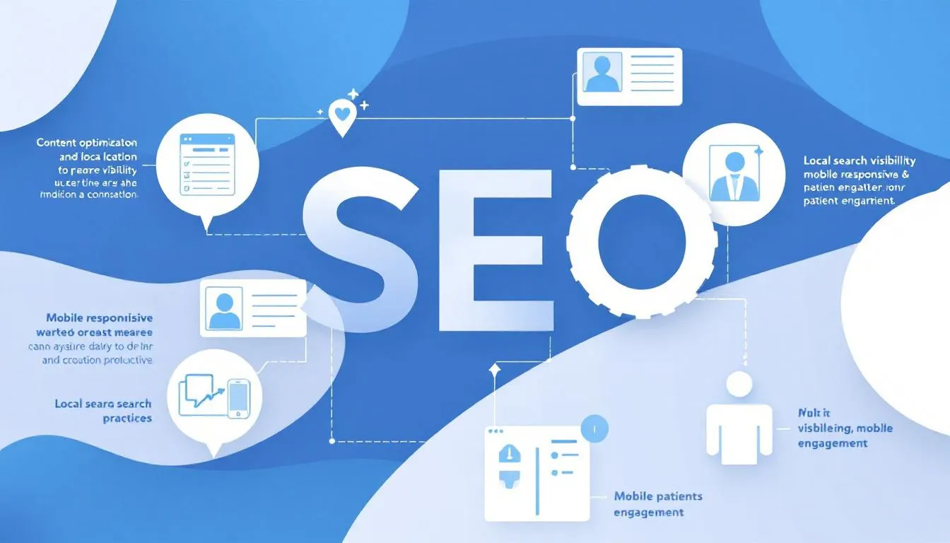An infographic detailing various facets of SEO, including content optimization, local SEO, and more.