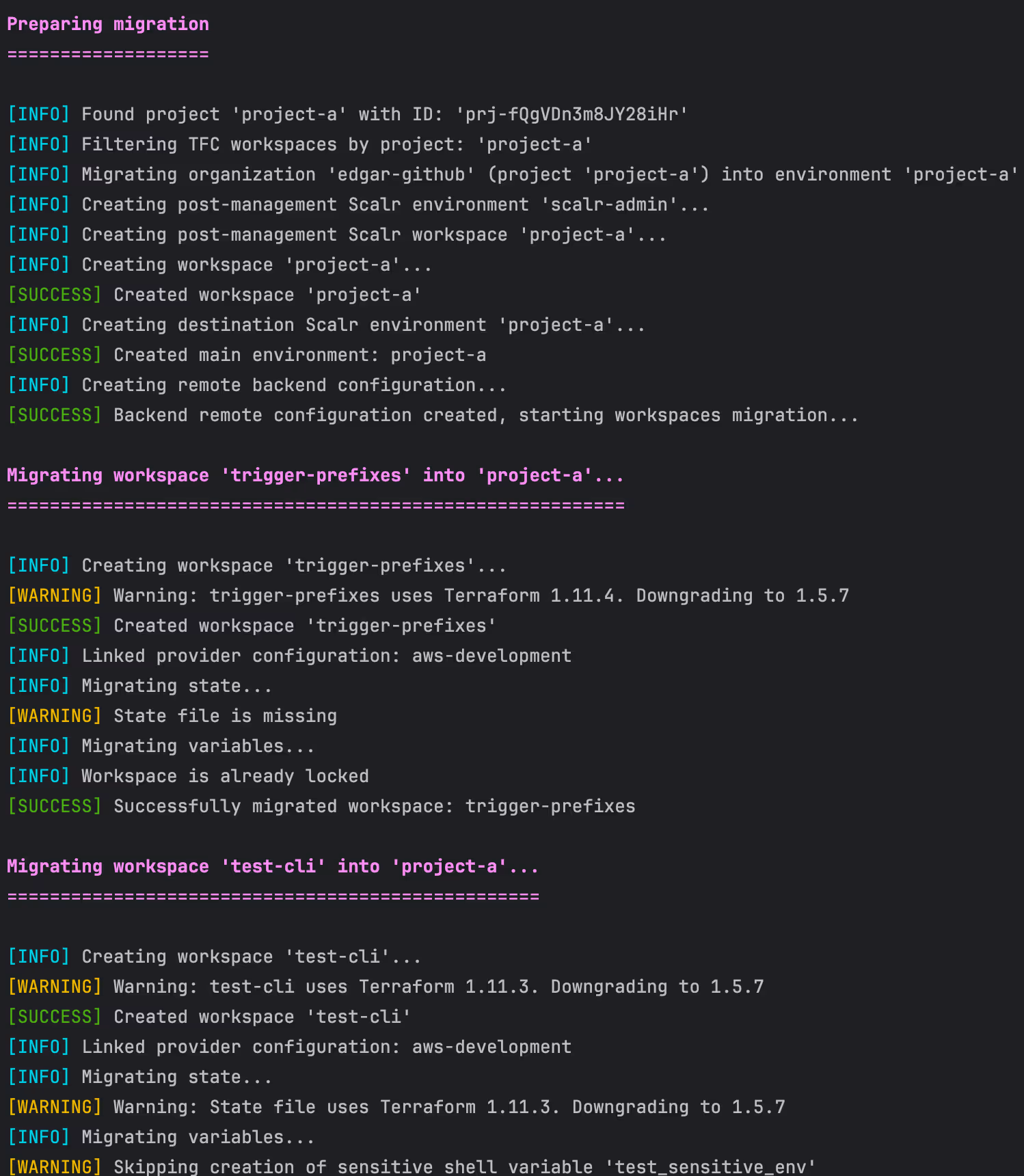 A migration script makes the migration easy.