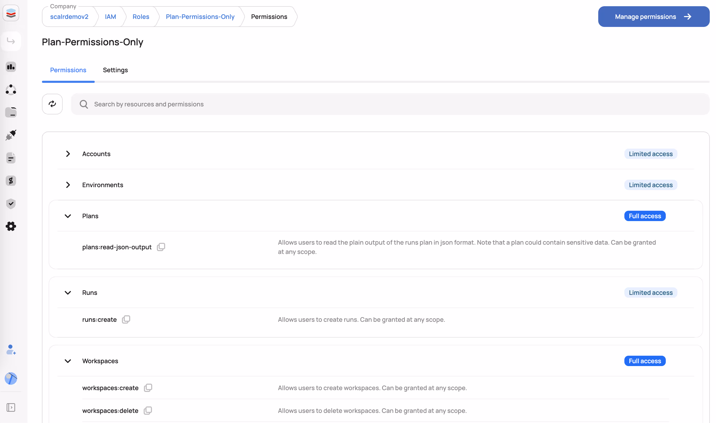 Create roles with custom permissions