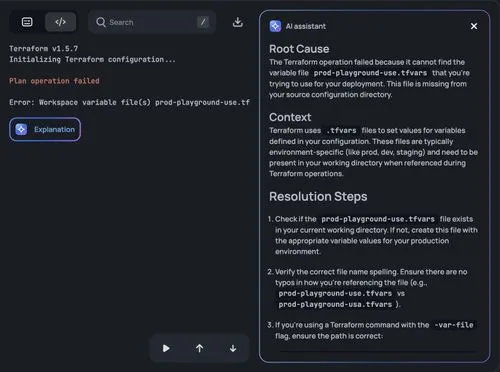 Scalr AI helps user to troubleshoot errors