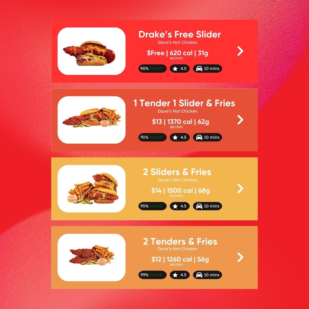 Four high protein menu options from Dave's Hot Chicken