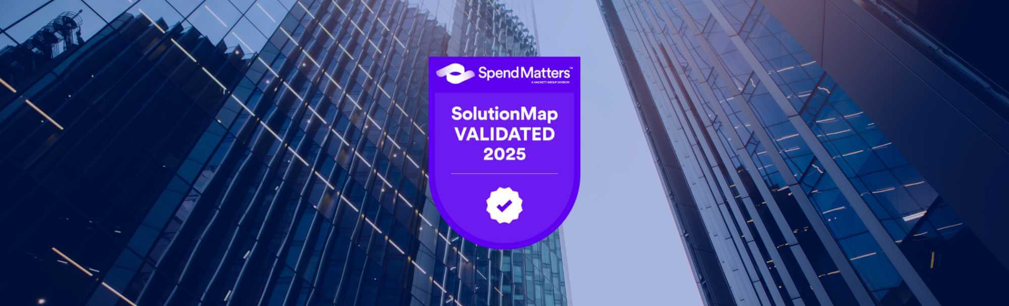 purple SolutionMap Badge 2025 placed before two glass office buildings
