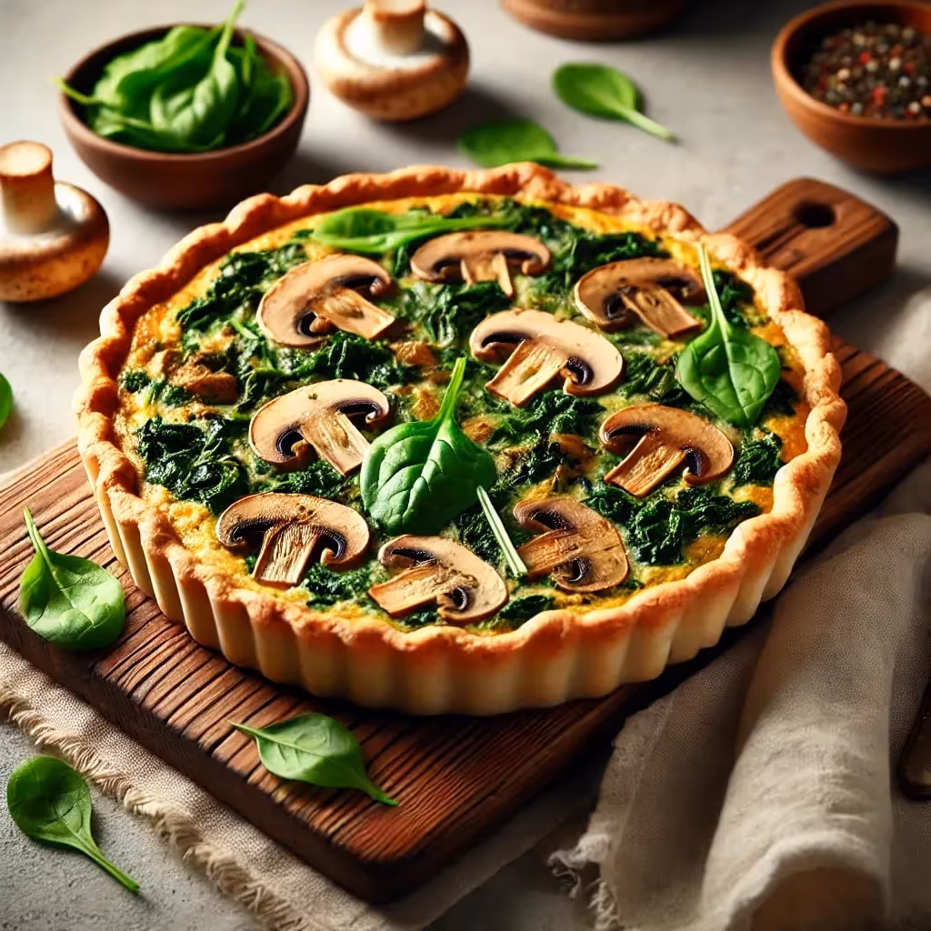 Delicious Vegan Mushroom and Spinach Quiche Recipe