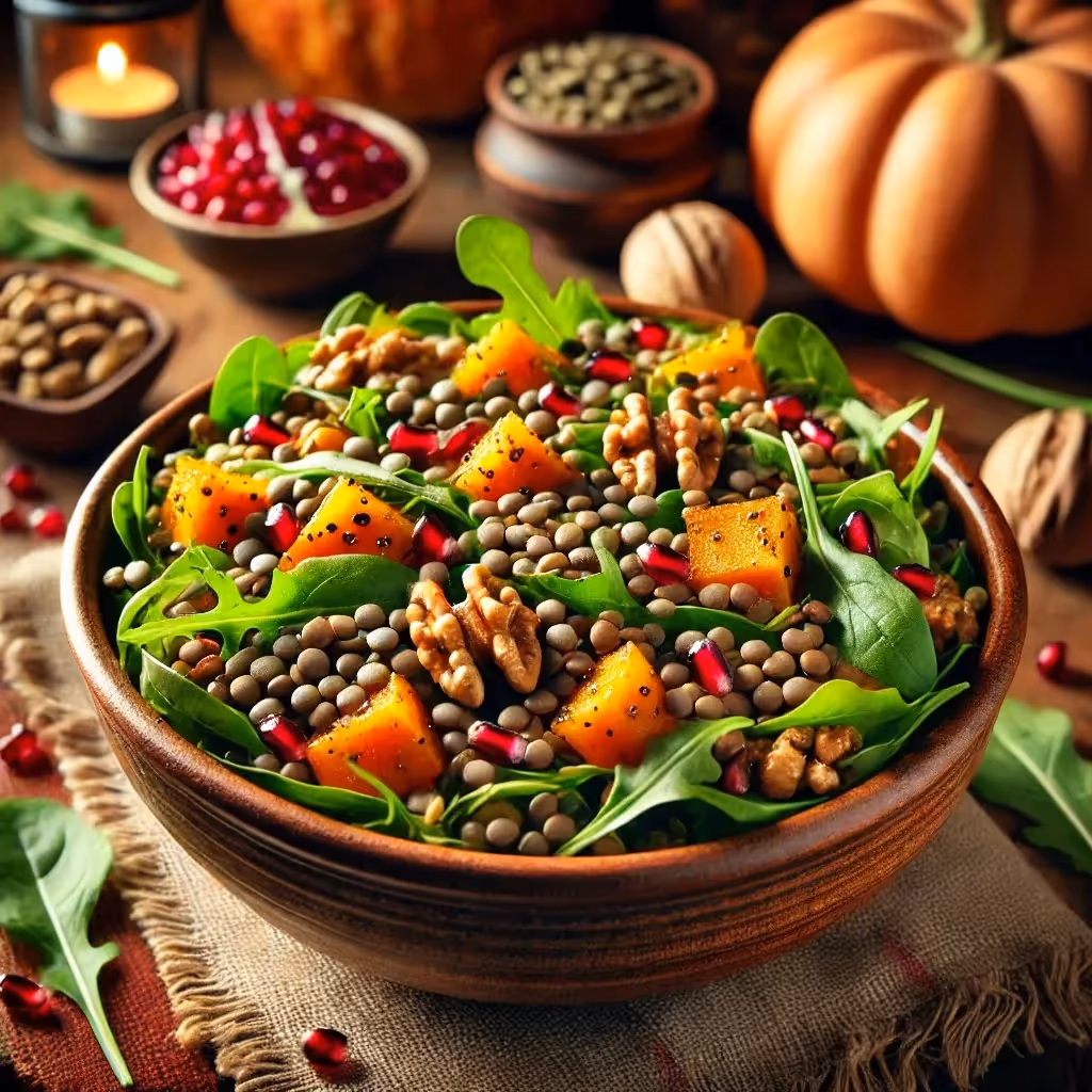 Autumn Lentil Salad with Butternut Squash & Pomegranate