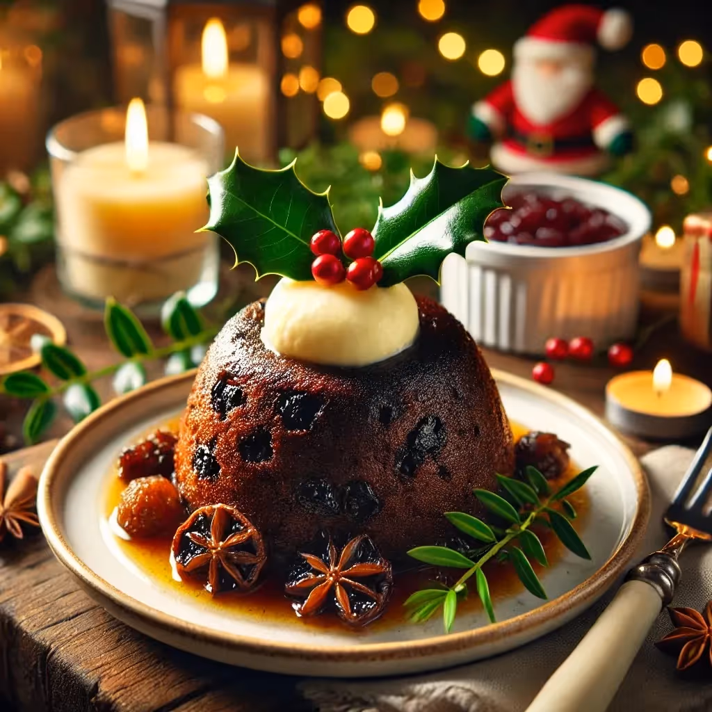 Traditional Christmas Pudding with Brandy Butter