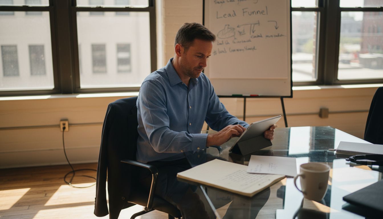 Small business owner updates customer profiles