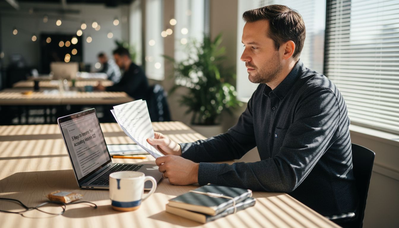 Accountant drafting SEO content for firm blog