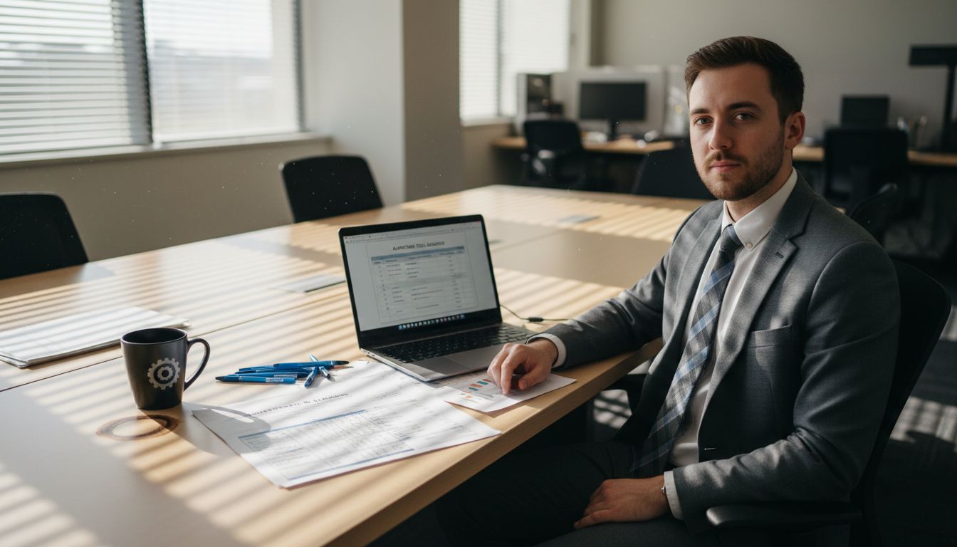 Business analyst reviewing automation tool matrix