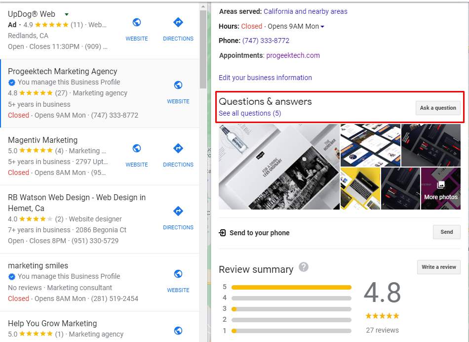 Google my business question
