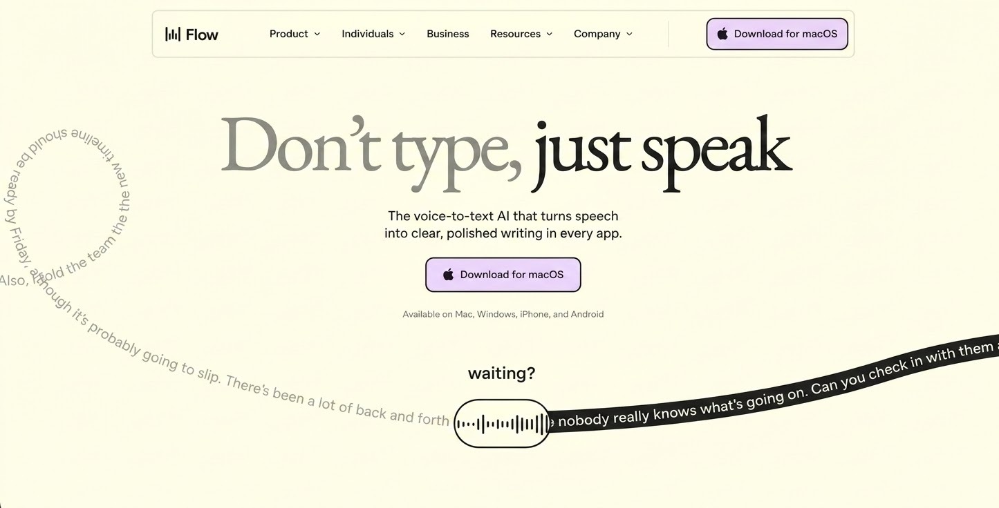 SaaS Website UX Design - Wispr Flow