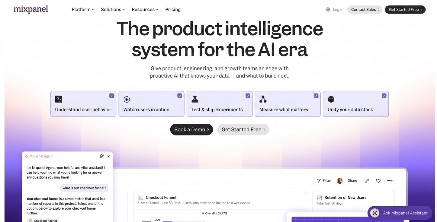 SaaS Website UX Design in United States USA - Mixpanel