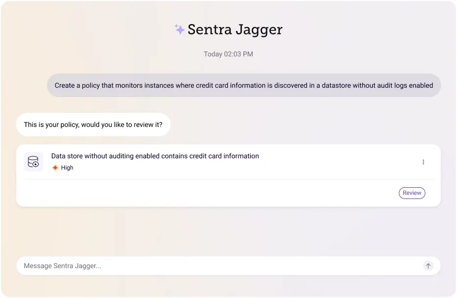 Create a policy with Sentra Jagger 