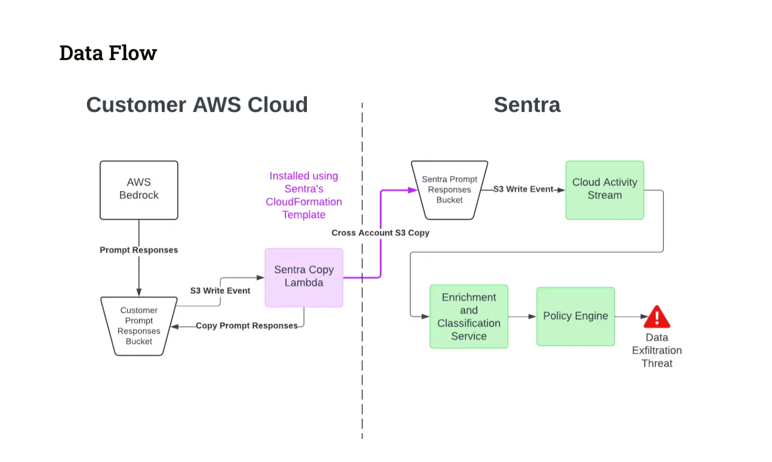 Data Flow Customer AWS Cloud Sentra