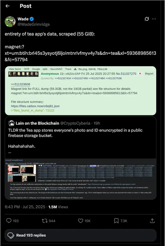 What Tea App data was exposed