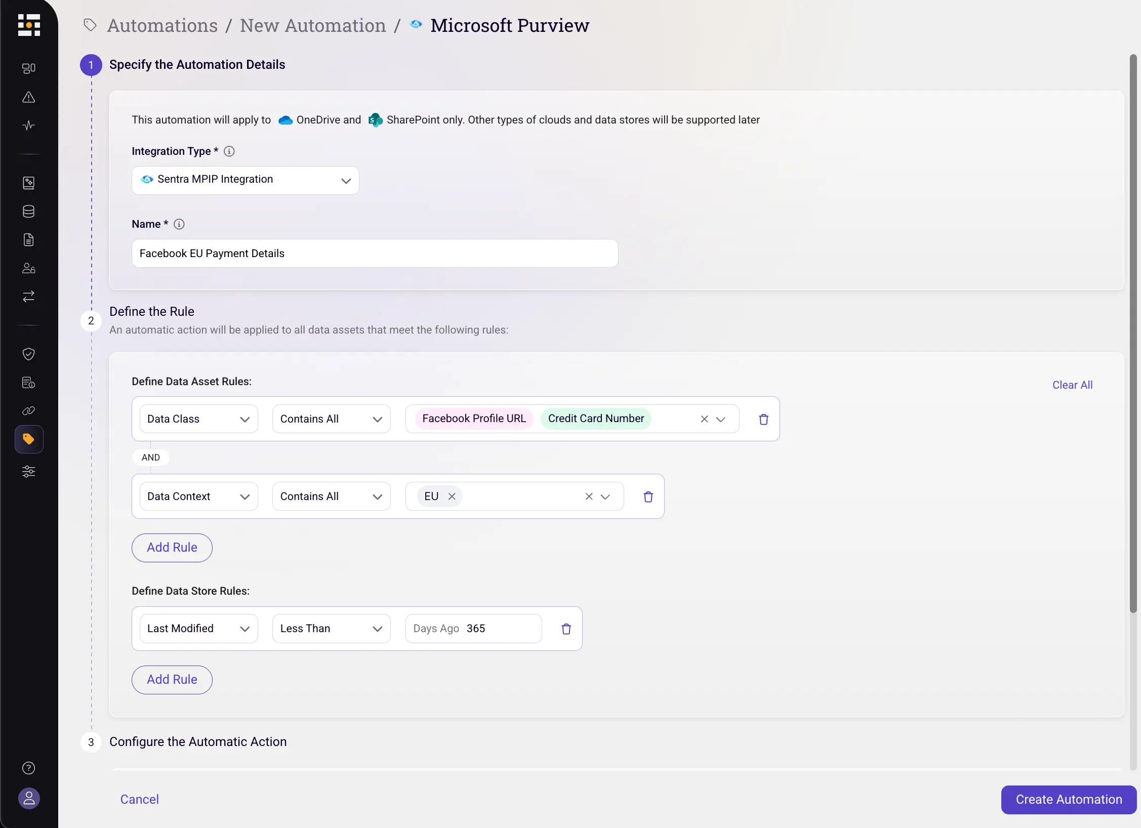 sentra mpip label automation sensitive data microsoft purview information protection automation
