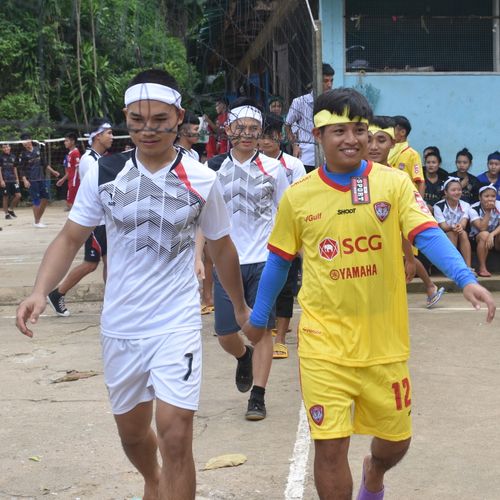 Badminton players before playing a match