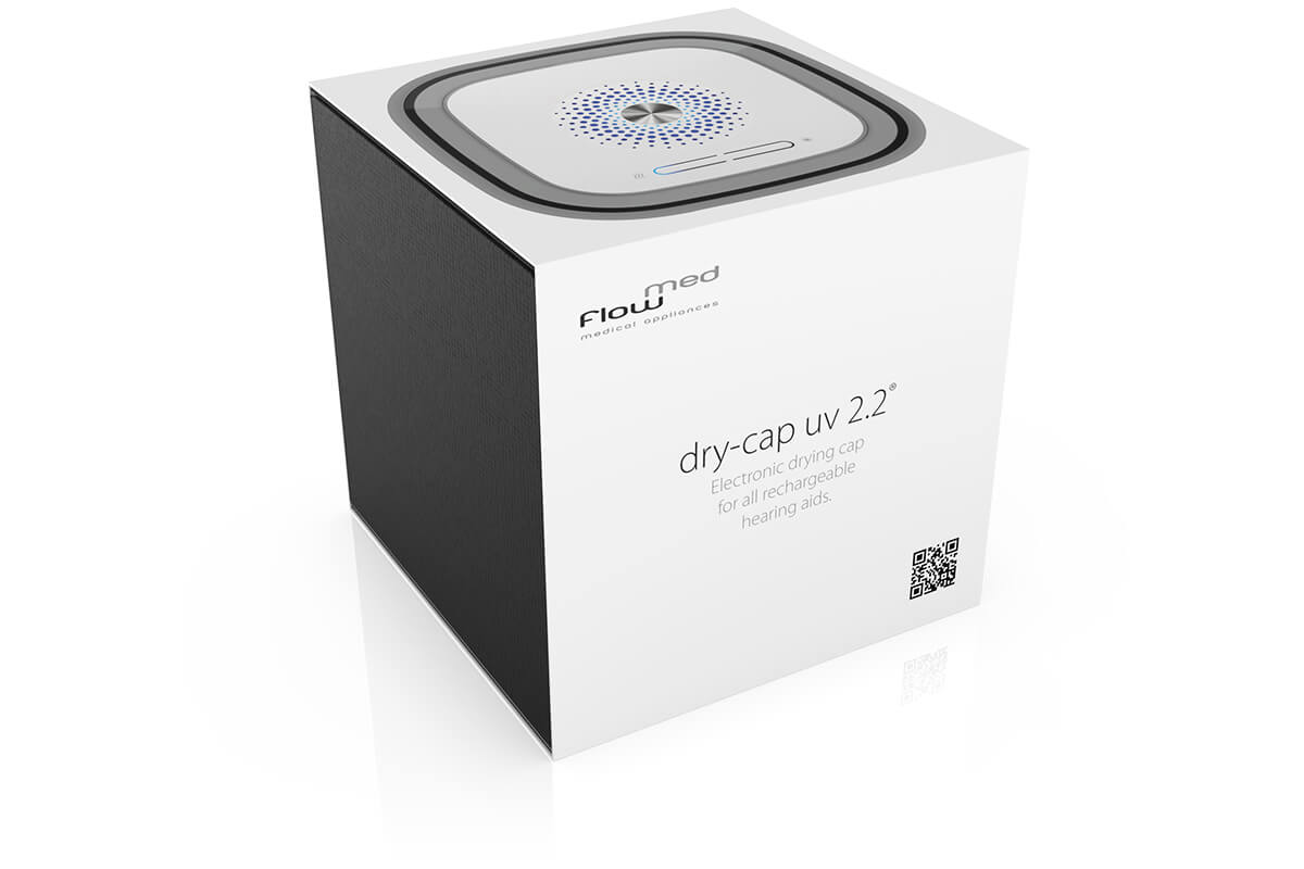 Dry box for all rechargeable hearing aids dry-cap uv 2.2® packaging