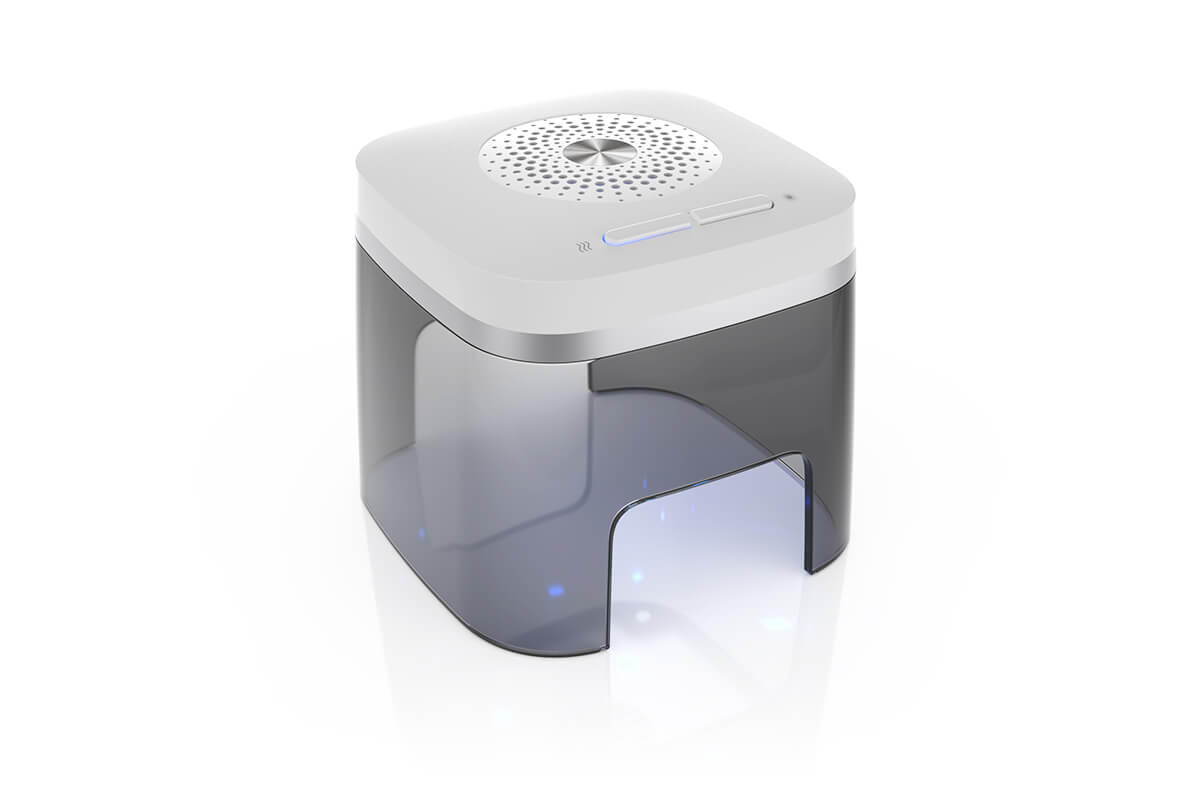 Trockenbox für alle aufladbaren Hörgeräte dry-cap uv 1.2® Perspektive