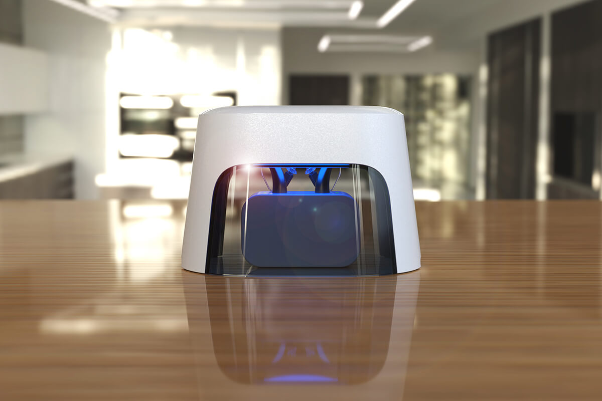 Smarte Trockenbox für alle Hörsysteme dry-cap uv 4® Vorderansicht in Küche