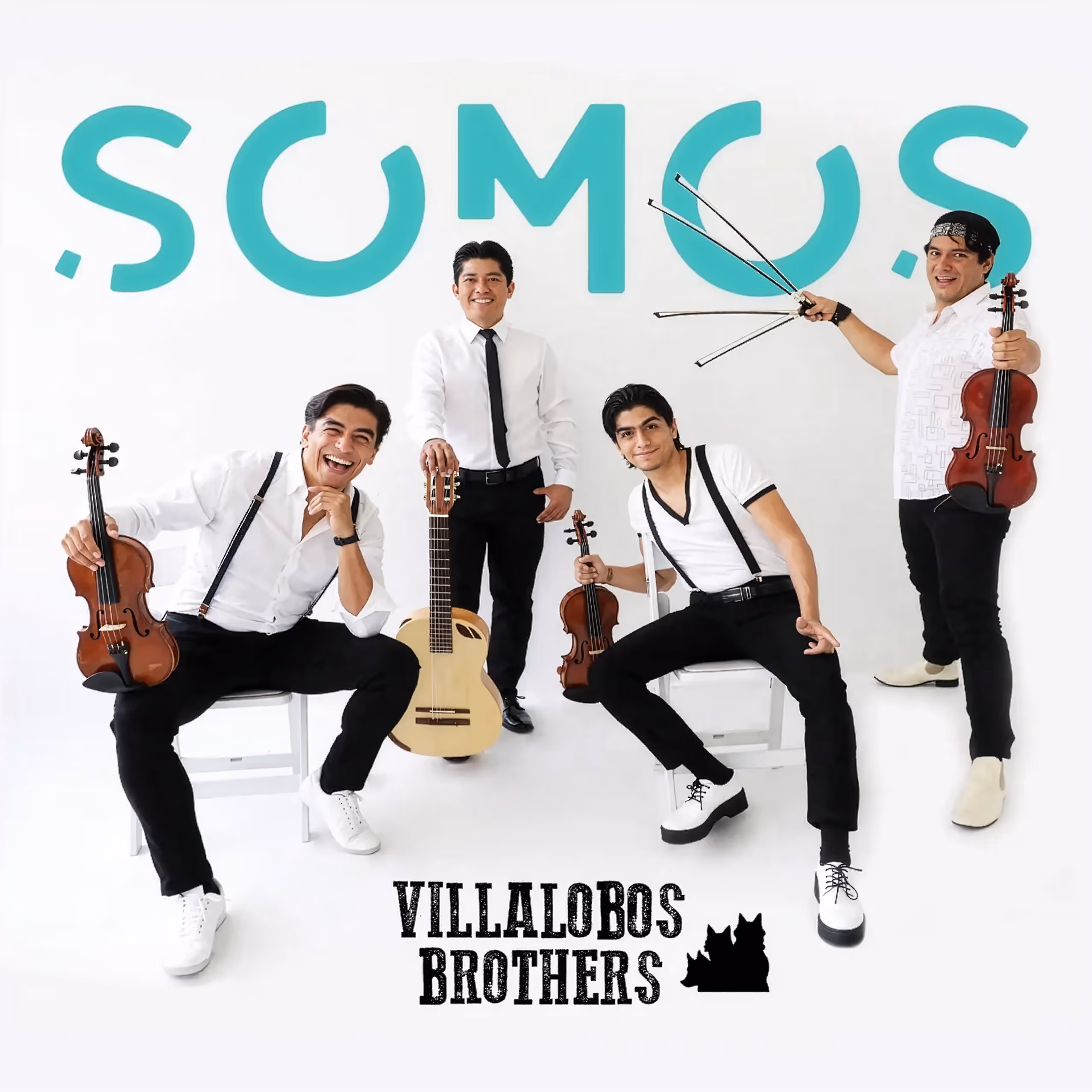 An album cover showing three violinists and a guitarist posing