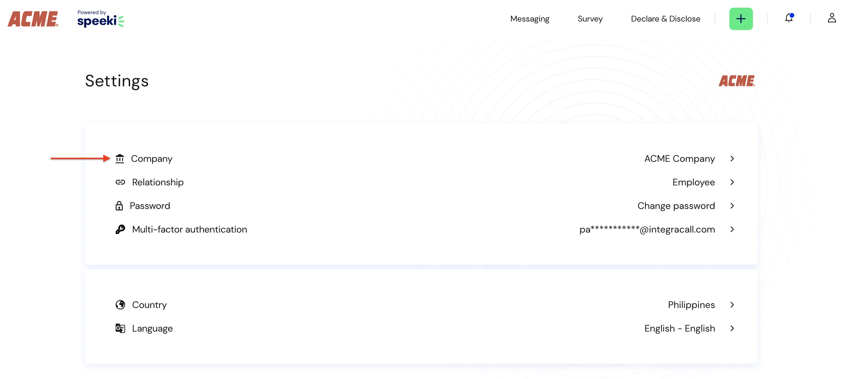 Seite Webportal-Einstellungen