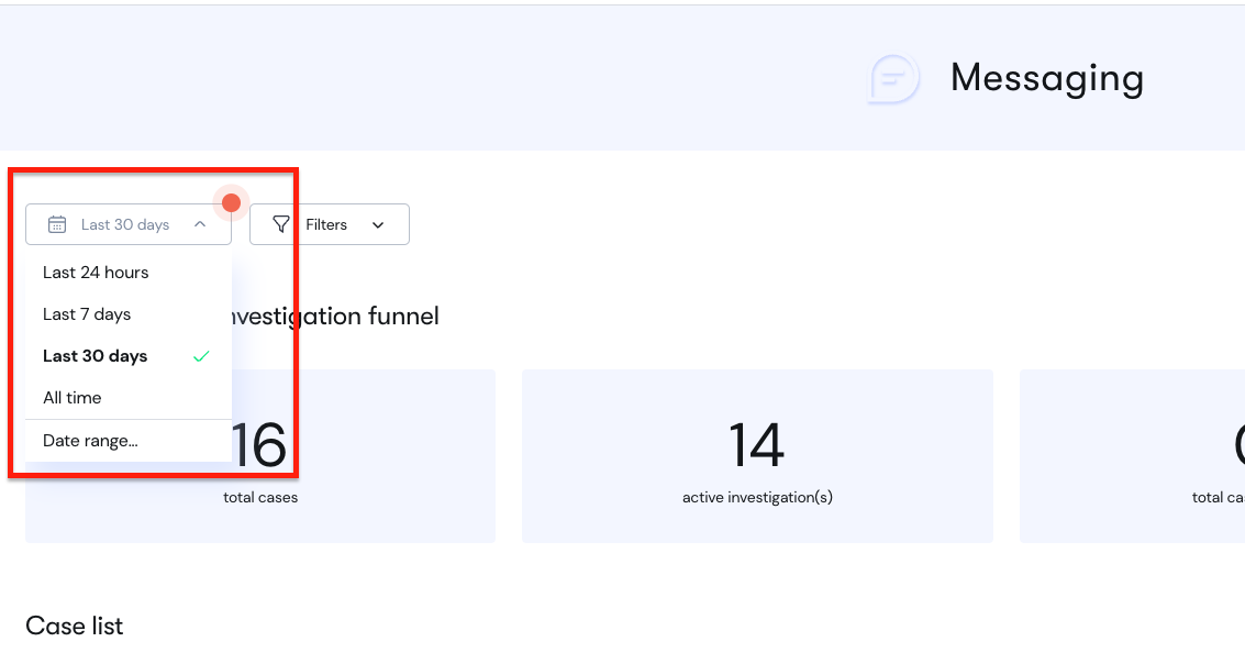 Case Manager Dashboard Filter