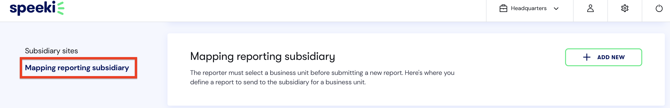 Mapping reporting subsidiary