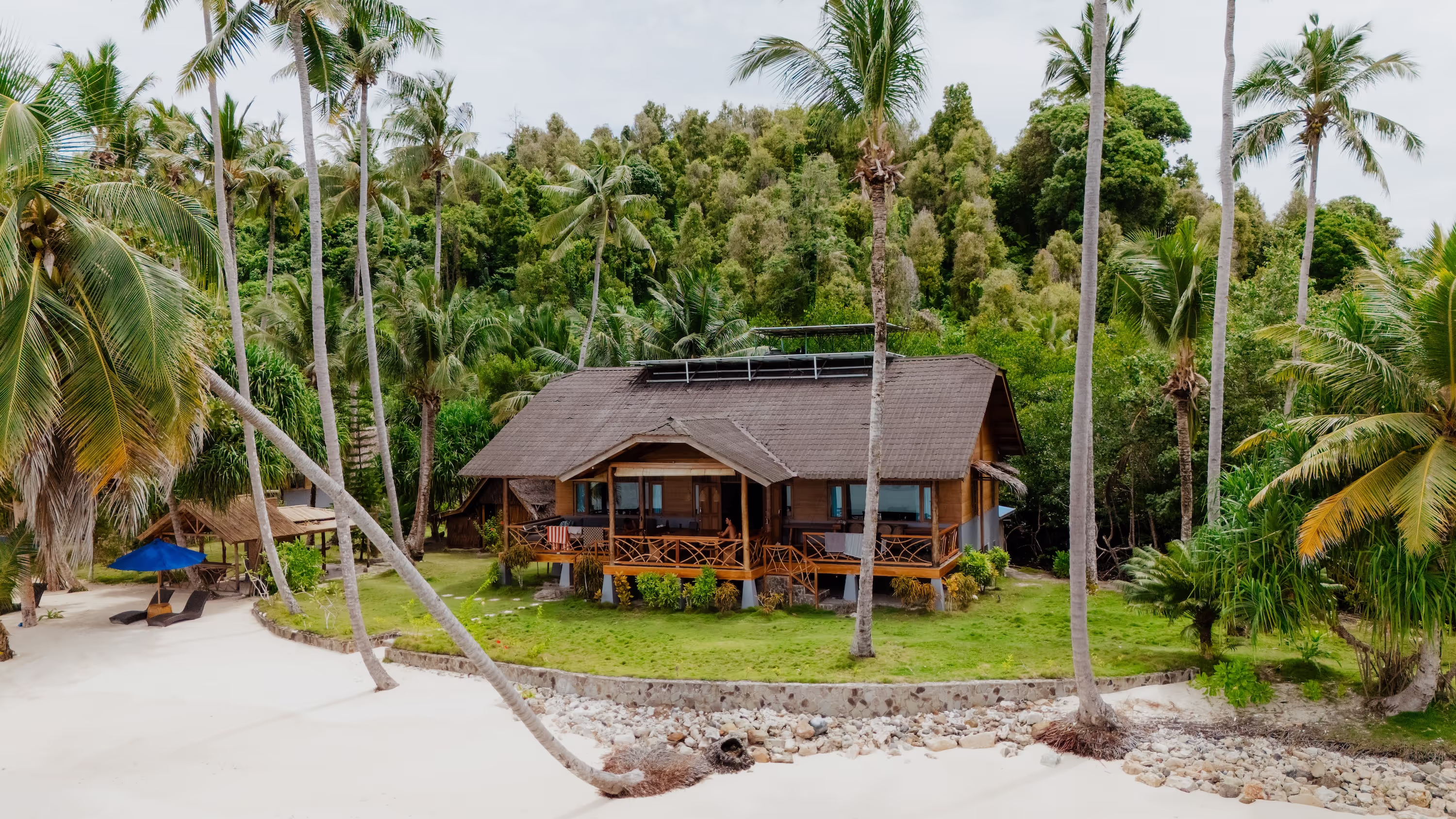Villa drone close up