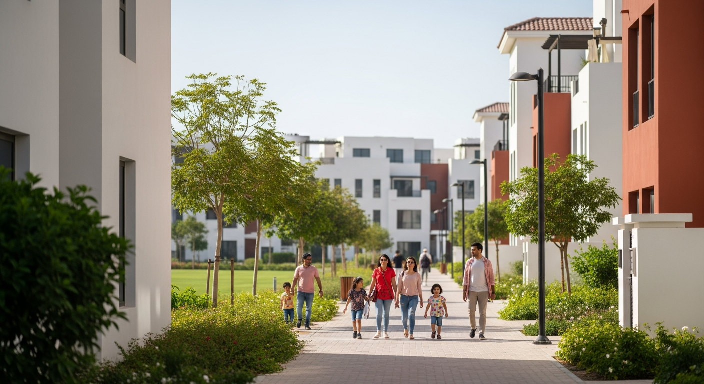 Jumeirah Village Circle (JVC), a residential community in Dubai near GEMS Founders School Al Barsha