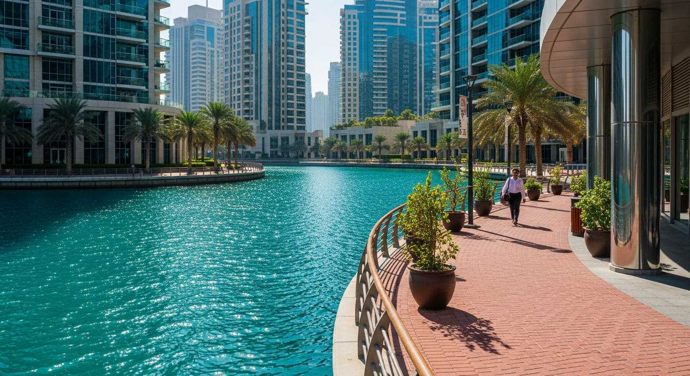 Jumeirah Lakes Towers (JLT), a residential community in Dubai near Reel Cinemas The Springs Souk