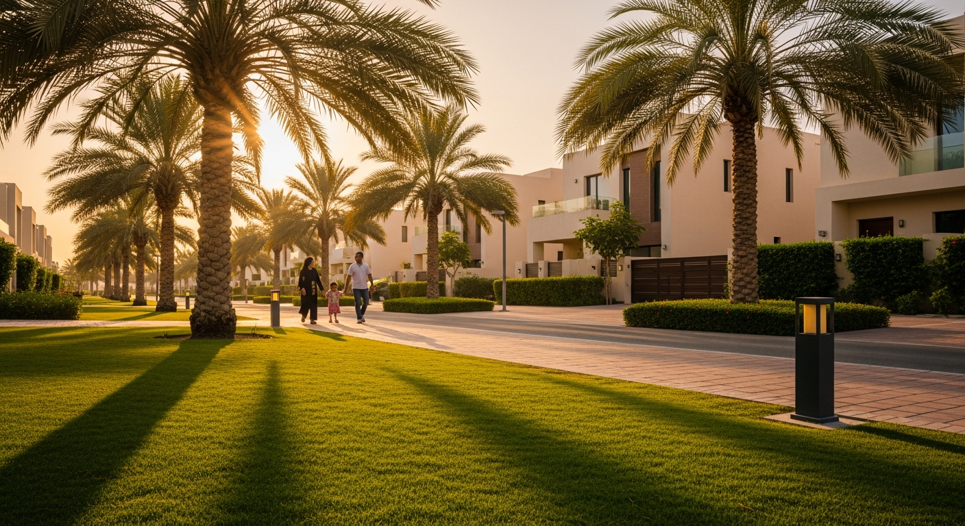 Family living in residential neighbourhoods near the winchester school jebel ali in Dubai