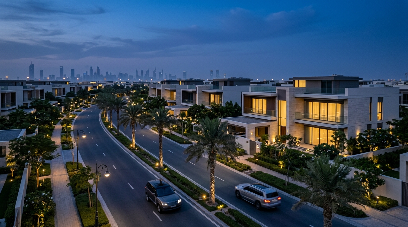 Family modern villas in residential neighbourhoods near Smart Vision School Dubai