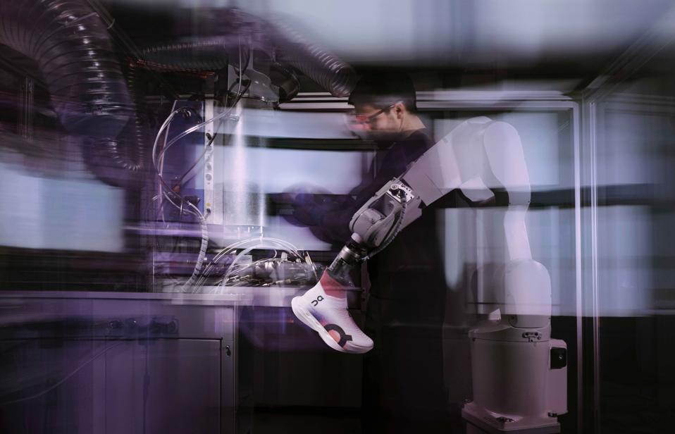 On's Cloudboom Strike LS being made by the robot 