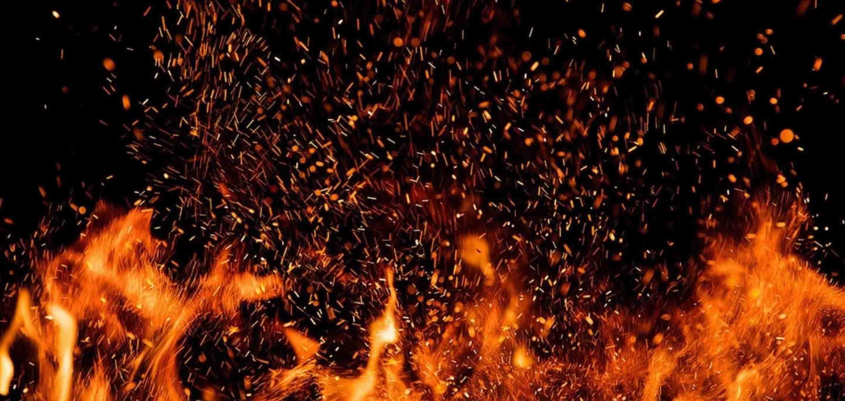 Large fire and sparks