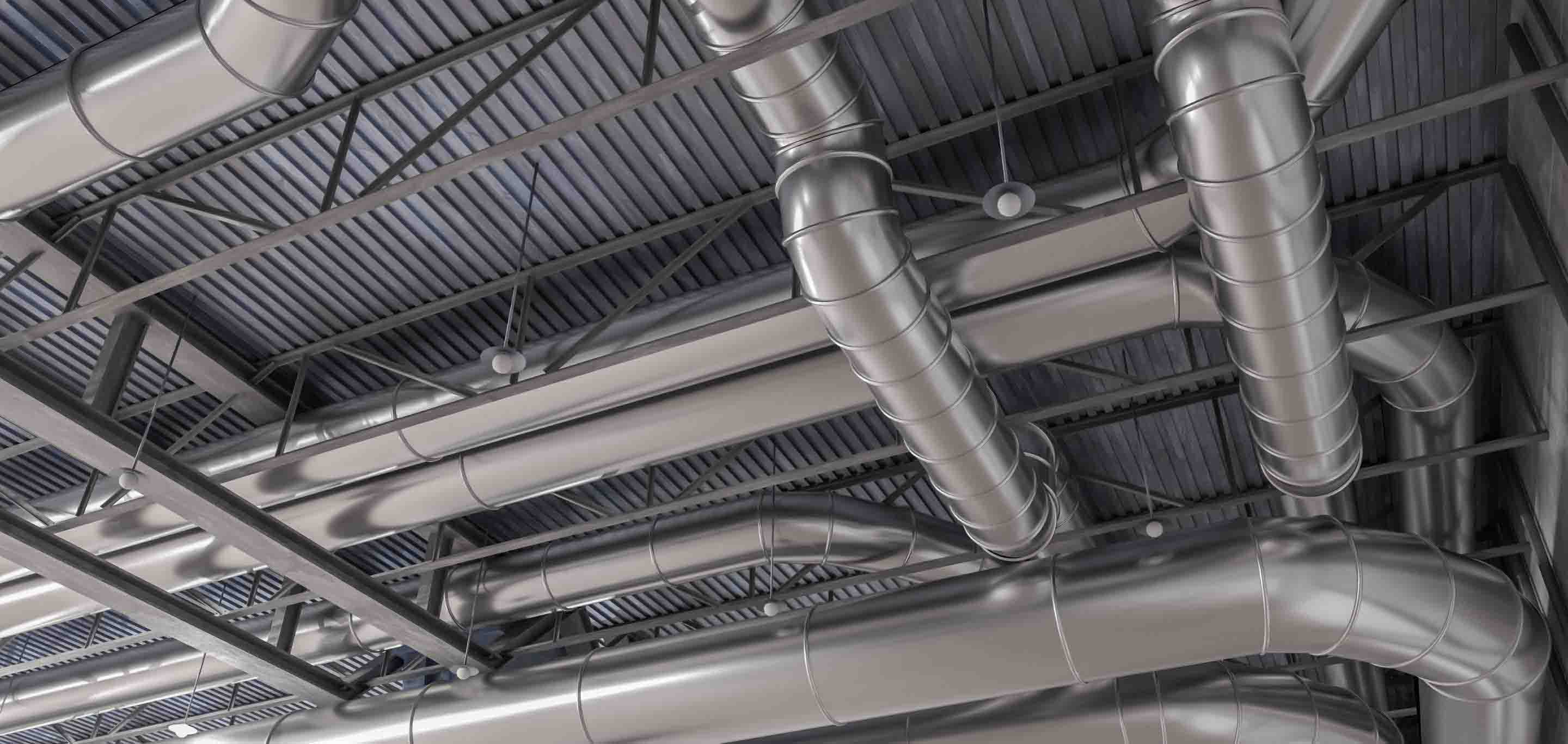 Complex ductwork system on ceiling