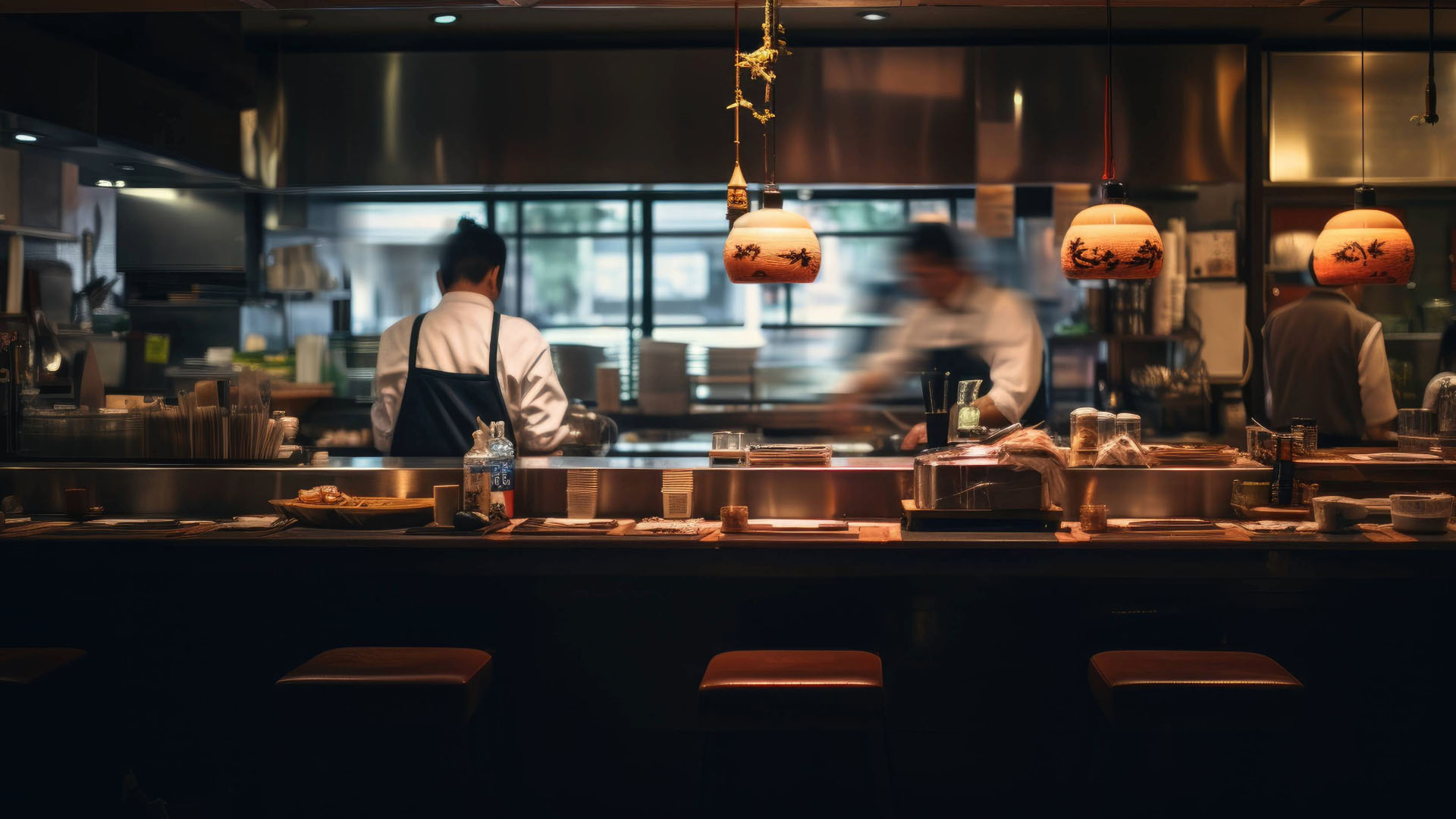 Photo in a kitchen making sushi