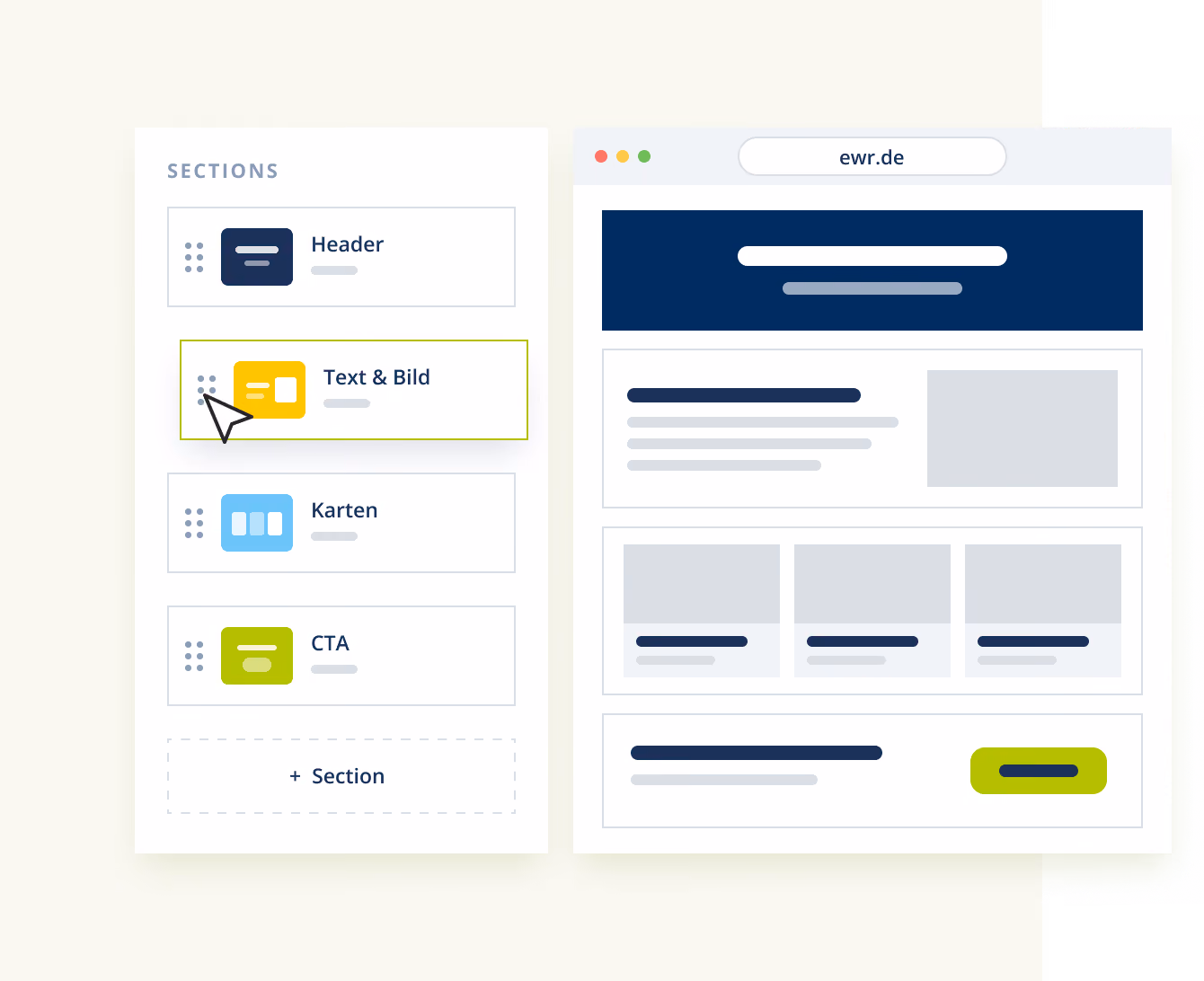 Drei Detailgrafiken der PPC App
