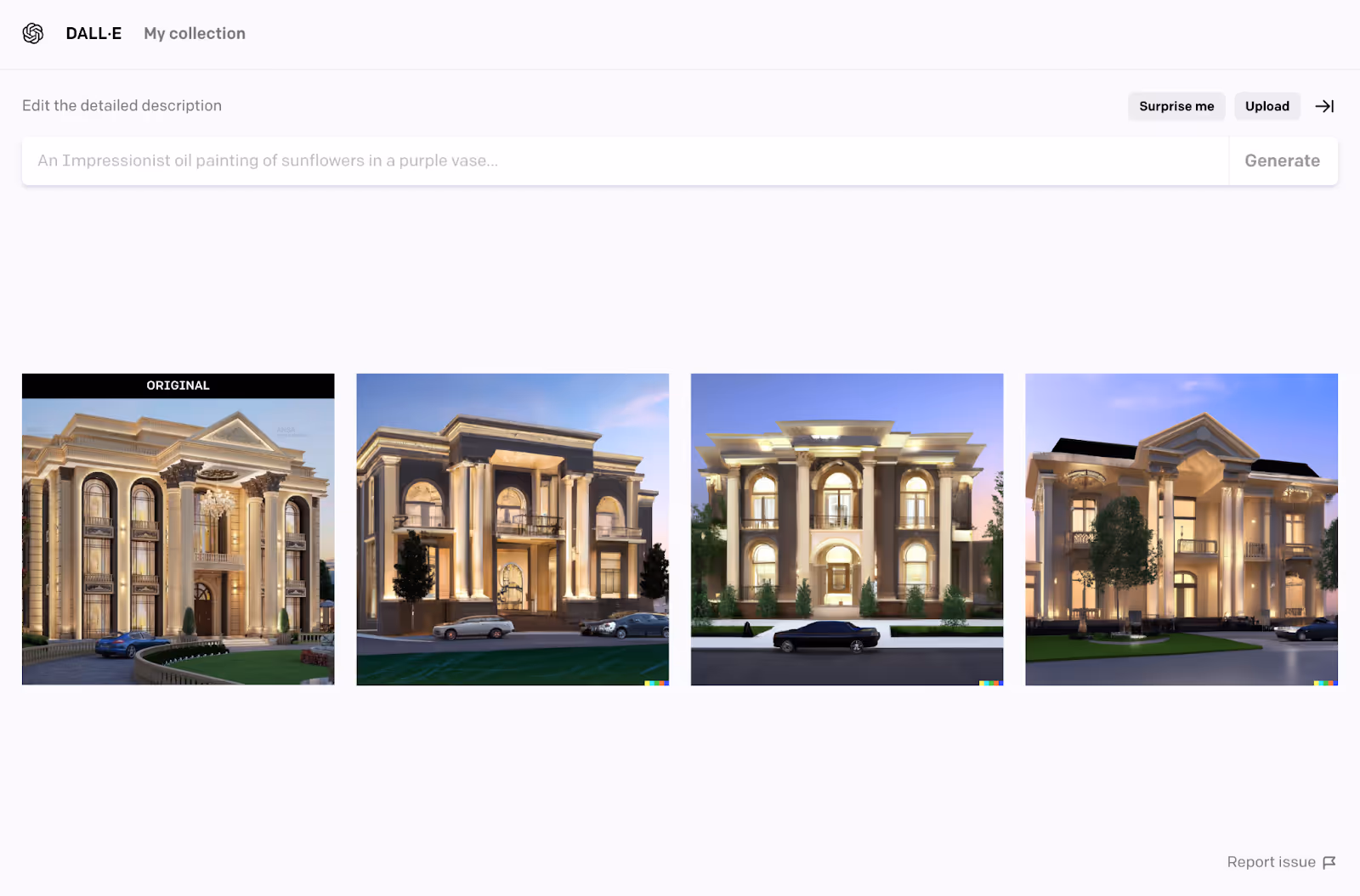 AI generated image showing designs variations